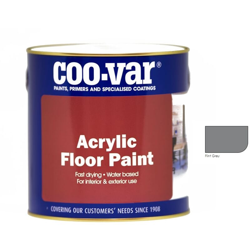 Coo-var - CooVar Acrylic Floor Paint - Flint Grey - 2.5 Litre - Flint Grey