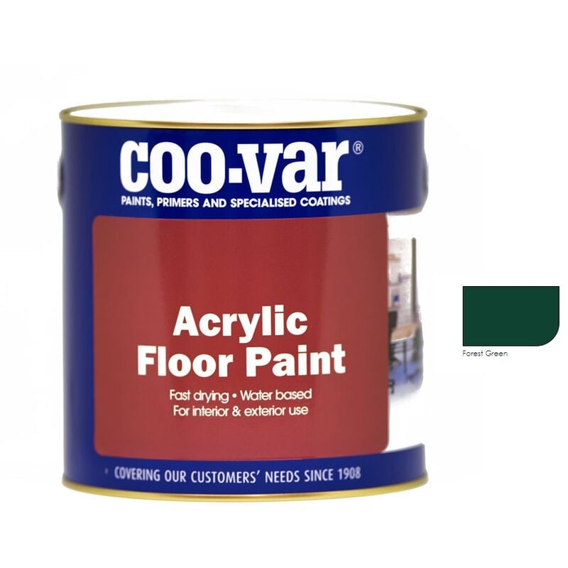 Coo-var - CooVar Acrylic Floor Paint - Forest Green - 5 Litre - Forest Green