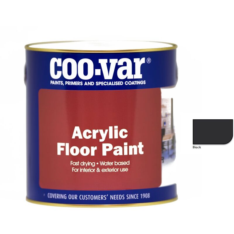 Coo-var - CooVar Acrylic Floor Paint - Black - 1 Litre - Black