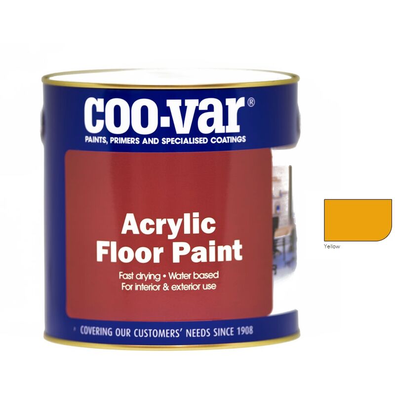 Coo-var - CooVar Acrylic Floor Paint - Yellow - 1 Litre - Yellow