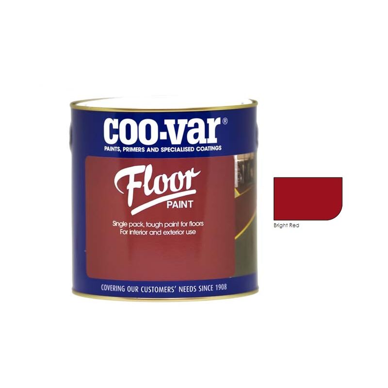 Coo-var - CooVar Floor Paint - Bright Red - 5 Litre - Bright Red