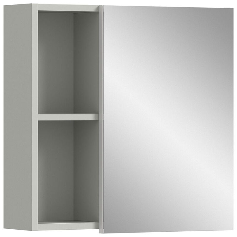 Copa armoir de salle de bain avec miroir 1 porte 2 compartiments gris clair, miroir.