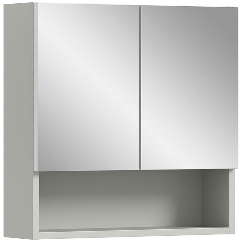 Copa armoir de salle de bain avec miroir 2 portes 1 compartiment 1 étagère gris clair, miroir.