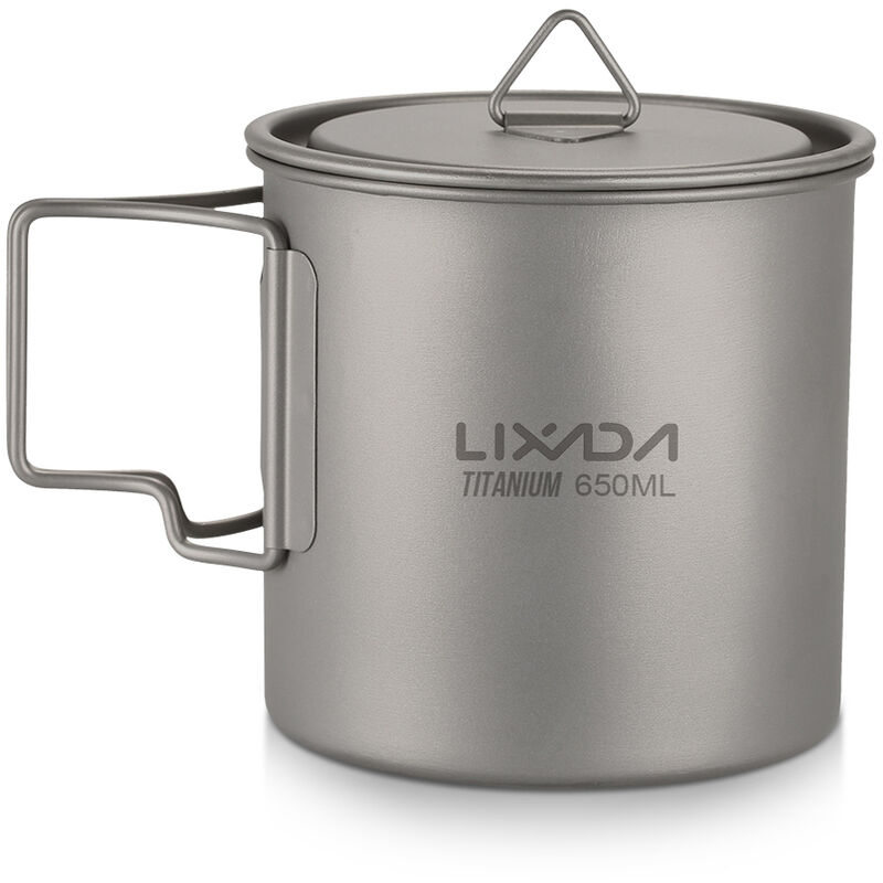 

Lixada Ultraligero titanio Copa al aire libre taza de la taza del agua que acampa portable de la comida campestre con la manija plegable, 650ml