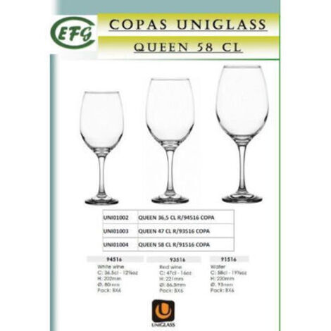 COPA QUEEN 36,5CL UNIGLASS 6 UNIDADES