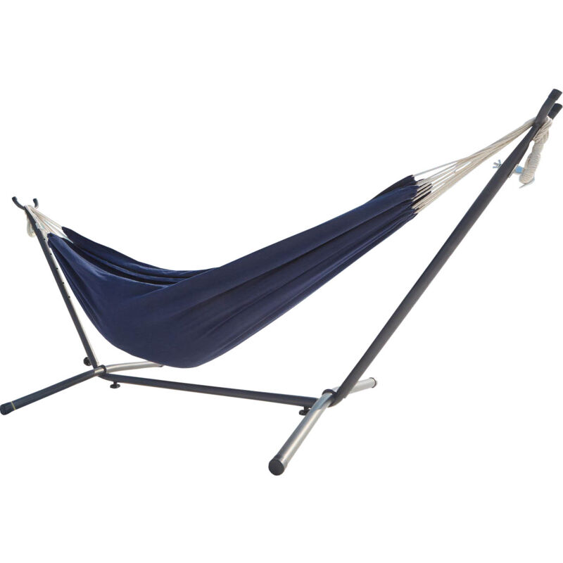 Hamac sur pied 2,6 m avec toile en tissu polyester bleu copacabana - Bleu