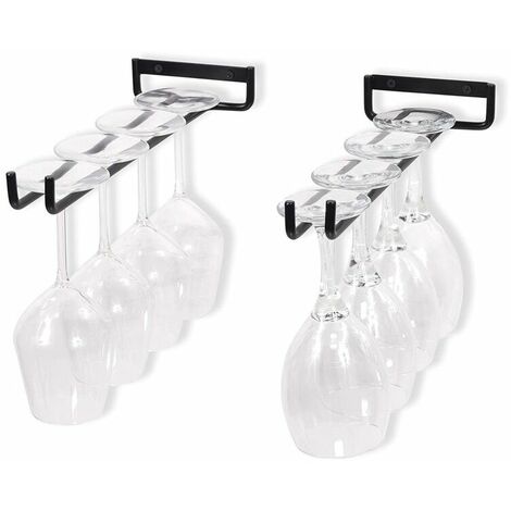 copas de vino tinto de una sola fila montadas en la pared, color negro, soporte invertido, 13 cm.