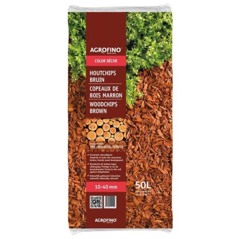 Copeaux de bois Agrofino color decor brun 50L 10/40mn