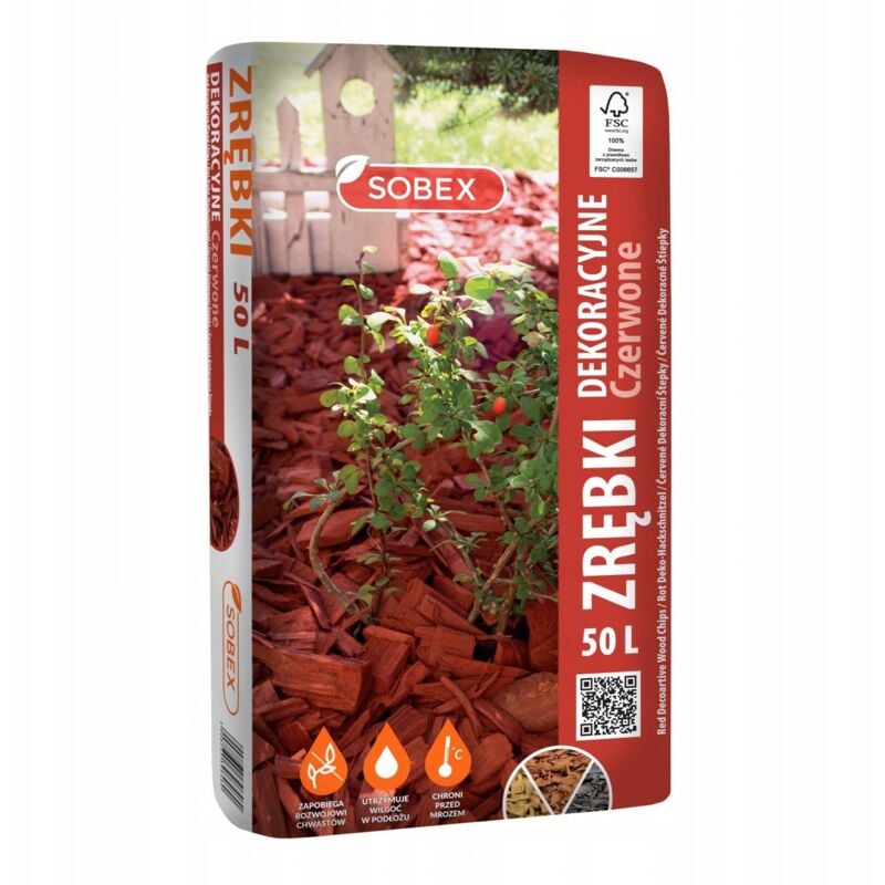 Copeaux de bois décoratifs rouges 50L