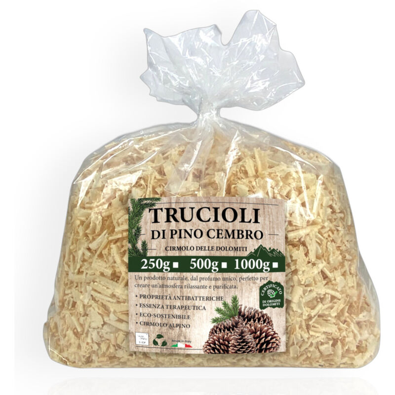 Copeaux de pin cembro - Dolomie Pin cembro - 100 % naturel et certifié - parfumé et purifiant pour coussins et sacs 250 grammes