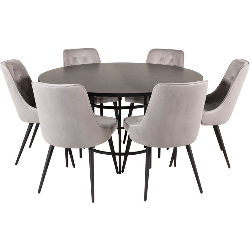 Ebuy24 Copenhagen Essgruppe Esstisch Braun Und 6 Velvet Deluxe Esszimmerstühle Velour Hellgrau.