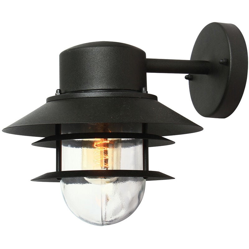 Copenhagen - 1 Light Outdoor Dome Wall Lantern Light Black IP44, E27 - Elstead