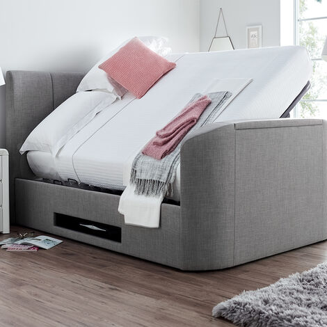 Copenhagen Upholstered Ottoman TV Bed Mid Grey - Bed Frame Only