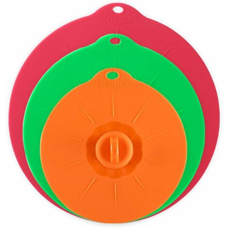 Coperchi in silicone Set di 3 pezzi Coperchi per casseruole in silicone Ventosa Coperchi in silicone riutilizzabili Coperchi ermetici Coperchio per microonde (3 misure)