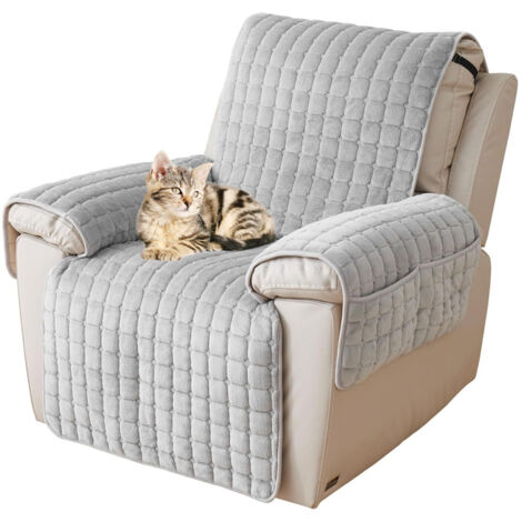 Coperchio di sedia reclinabile, coperture per sedie per poltrone coperte di divani per poltrona non-slip con Tasche, coperture per sedia singola trapunte morbide e calde per poltrone – Grigio 53x190