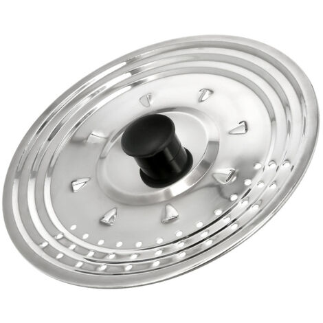 Coperchio multiuso in acciaio inox ø 21 cm. utilizzo di coperchio e scolapiatti antispruzzo. il coperchio può essere adattato a diverse dimensioni.