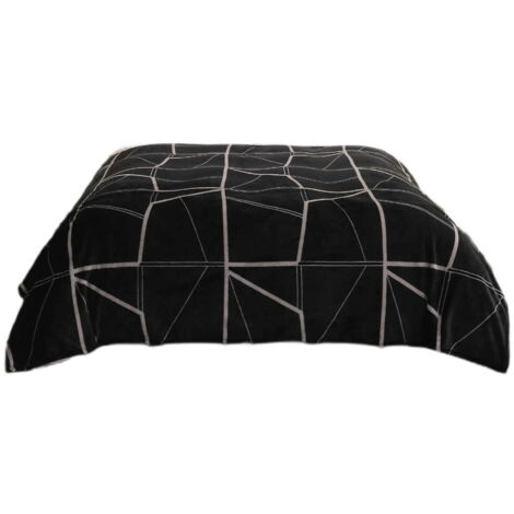 Coperta 160x200 Decorativa Geometrica Grigio su Nero