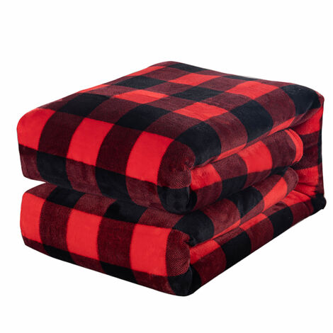Coperta a quadri rossi e neri 150200 cm, spessa coperta in pile di corallo, flanella stampata.