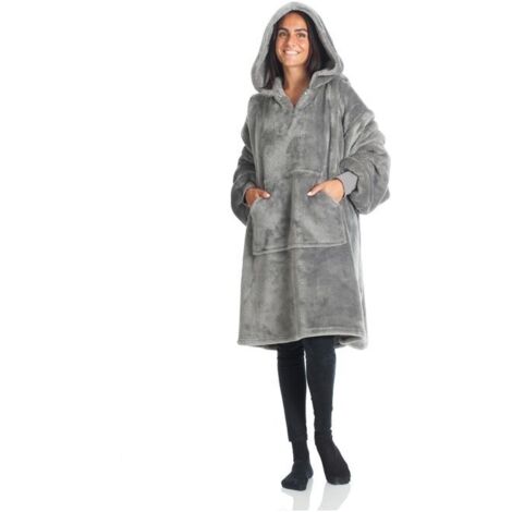 Coperta con Maniche Grigia Kangurone Kanguru Fluffi Loft