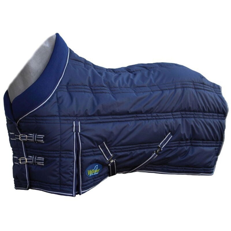 Coperta da box pesante imbottita 400g tessuto esterno 600 denari e collo pile: 155 cm, Blu