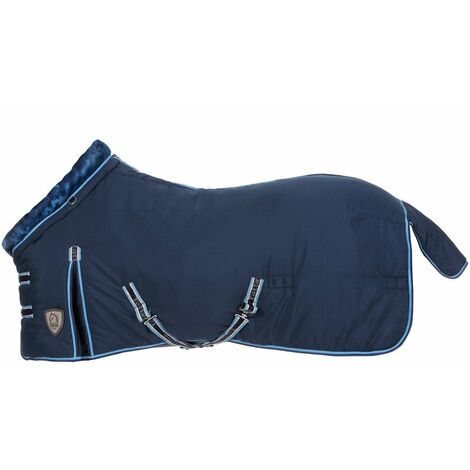 Coperta da box in tessuto micro-ripstop resistente imbottita 400g e tessuto esterno 600 denari con cinghie, salvagarrese e copricoda: 135 cm, Blu (09)
