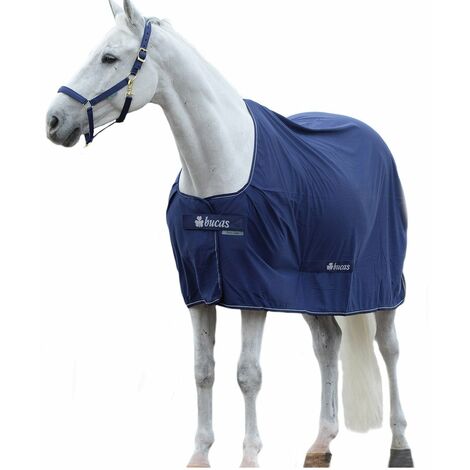 Coperta da box per cavallo e puledro traspirante modello Bucas Shamrock Power: 140 cm, Blu navy