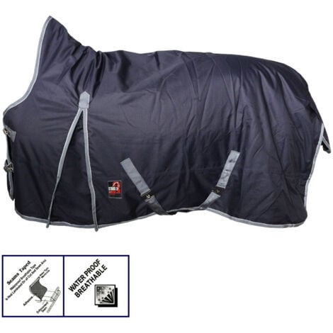 Coperta da paddock imbottita 300g con collo alto modello 3stars: 125 cm, Blu