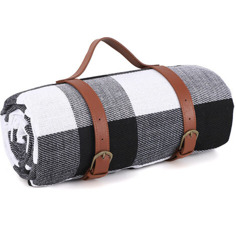 Coperta da picnic extra-large da 80" x 80", impermeabile e pieghevole, coperta da spiaggia a tre strati in morbido pile, adatta per 6-8 adulti per campeggio, viaggi, parchi, prati e terrazze (nera).