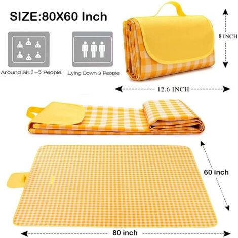 Coperta da picnic  Tappetino da spiaggia  Coperta da picnic per interni ed esterni, grande 80 x 60 pollici, resistente alla sabbia e all'acqua, adatta per spiaggia, viaggi, campeggio, escursionismo, p