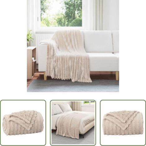 Coperta da pile -  Coperta Beige 150 x 130 cm Panno