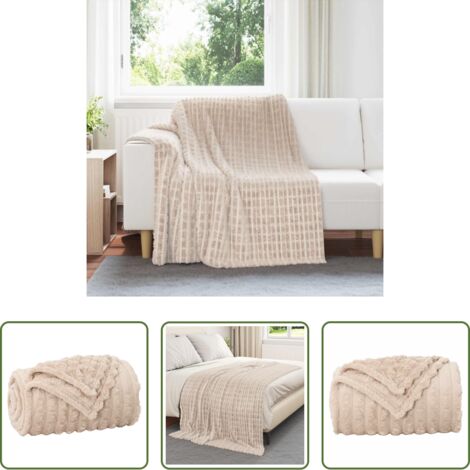 Coperta da pile -  Coperta Beige 200 x 150 cm Panno