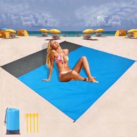 Coperta da spiaggia resistente alla sabbia 210x200cm Impermeabile Leggera Polimero Picnic Viaggio Escursionismo Sport