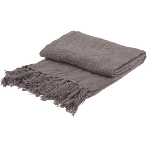 Coperta decorativa leggera morbida con frange in cotone per letto e divano 170 cm -Bianco
