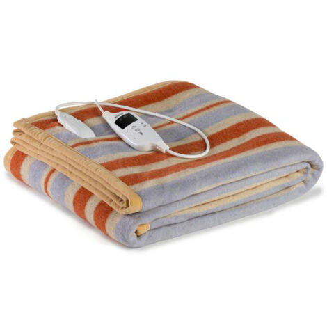 Coperta Elettrica Elettrocoperta 1 Piazza e Mezzo in Misto Lana Righe