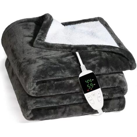 Coperta elettrica riscaldata 150 x 130 cm, riscaldamento rapido con 6 livelli di calore