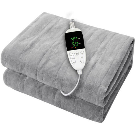 Coperta elettrica riscaldata 150x180°C, con telecomando, reversibile, in flanella, ideale per divano e relax, lavabile in lavatrice, colore grigio.