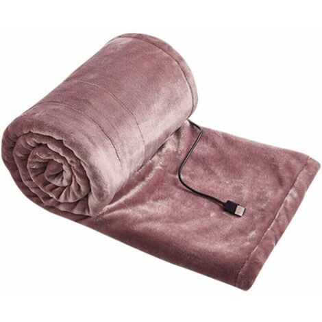 Coperta elettrica riscaldata USB, coperta elettrica riscaldata in flanella 140x80 cm con 3 impostazioni di calore, lavabile in lavatrice, coperta riscaldante rapida, rosa