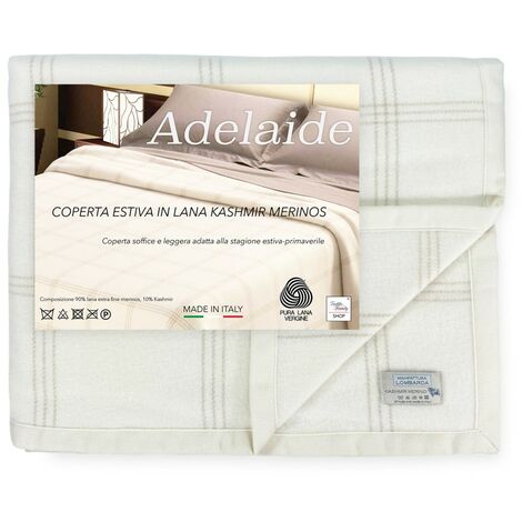 Coperta Estiva Adelaide in Lana Merino e Kashmir – Leggera, Traspirante, Antipilling – Made in Italy, Mezza Stagione Cm. 220x260