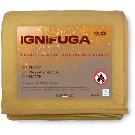 COPERTA IGNIFUGA antifiamma ANTIFUOCO CLASSE 1 omologata MADE in ITALY 1 PIAZZA E MEZZA