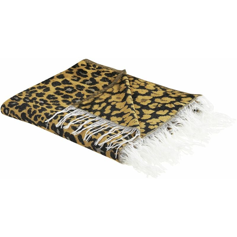 Coperta acrilico e poliestere con motivo leopardo marrone e nero 130 x 170 cm Jamune