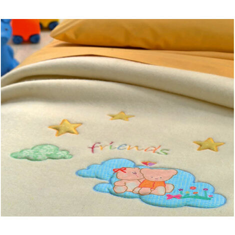 Coperta In Misto Lana Modello Stellina, misuraLettinocolorePanna 05