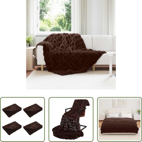 Coperta in pelliccia -  Coperta antiscivolo in finta di coniglio Olite 4 pcs Cammello