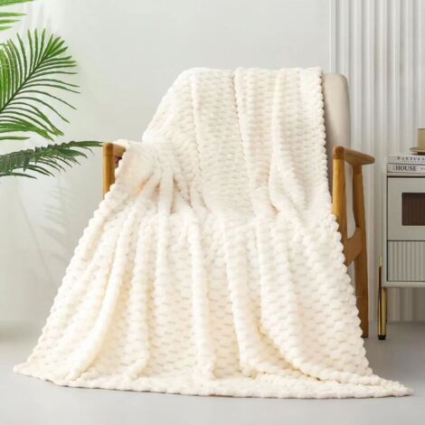 Coperta in peluche per divano 100x150 (bianca)
