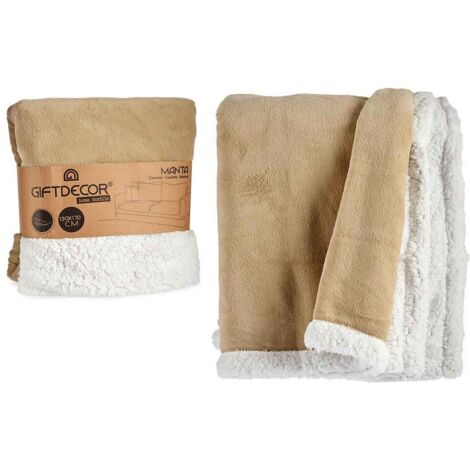 Coperta in Pile Beige Bianco (130 x 170 cm)