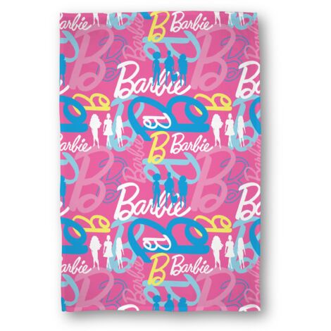 Coperta in pile con licenza ufficiale Barbie, design con logo rosa, design senza scatola, calda e super morbida al tatto, perfetta per casa, camera da letto, viaggi, pigiama party e campeggio