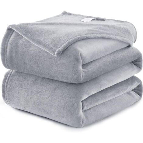 Coperta in pile di flanella in microfibra, copridivano grigio argento 150x200 cm, coperta da letto per 2 persone