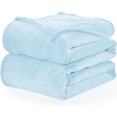 Coperta in pile di flanella in microfibra, copriletto per divano 200 x 150 cm, azzurro, copriletto/copriletto per divano per 1 persona