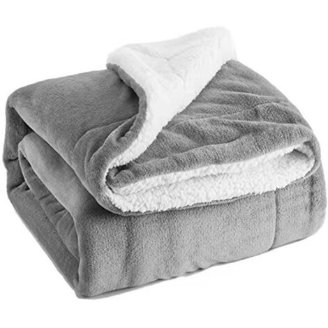 Coperta in pile grigia - Coperta Sherpa - per divano - Calda - per l'inverno (grigio, 130x150 cm)