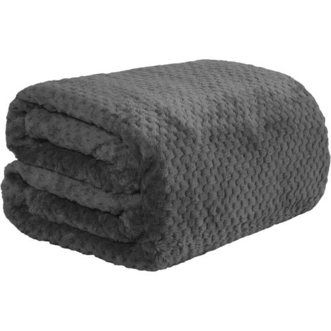 Coperta in pile per divano letto, morbida, accogliente e calda, a nido d'ape, con trama a waffle, per letto matrimoniale, coperta leggera in pelliccia sintetica, grigio antracite - 150 x 200 cm