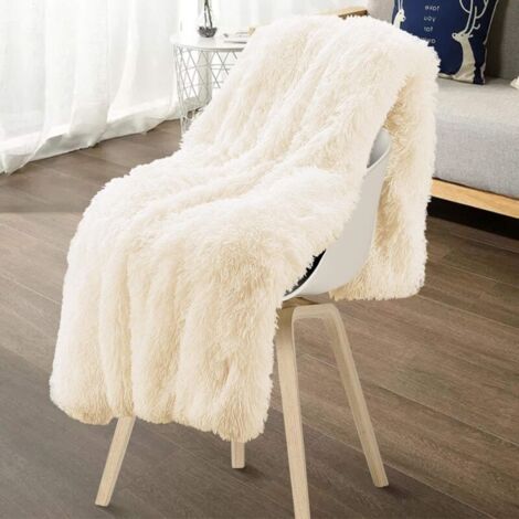 Coperta in pile super morbida e calda, double-face, 160 x 200 cm (bianca)